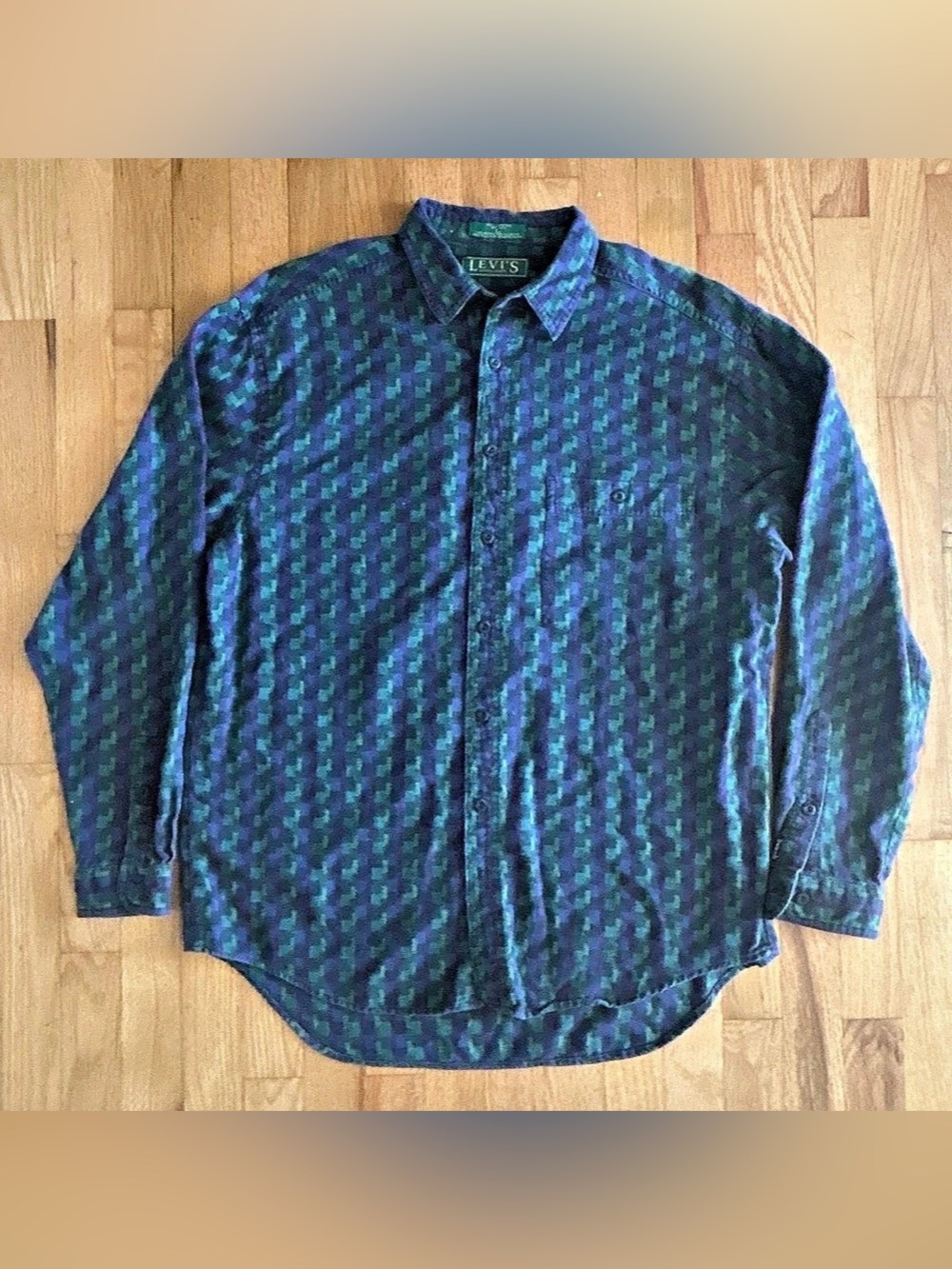 1991 Levi’s Silver Creek Big E Men’s L Plaid Shirt USA 65031-5228 Vintage